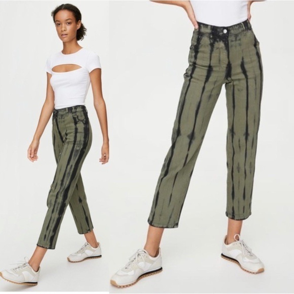 Aritzia Wilfred Free Kelsey Pant High Rise Straight Leg Tie Dye Jeans Size 2